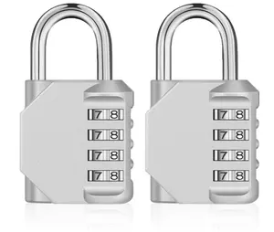 Combination Lock 2 Pack, 4 Digit Outdoor Padlock for School Gym Sports Locker, Fence, Toolbox, Case, Hasp Cabinet Storage (Silver, 2 Pack)