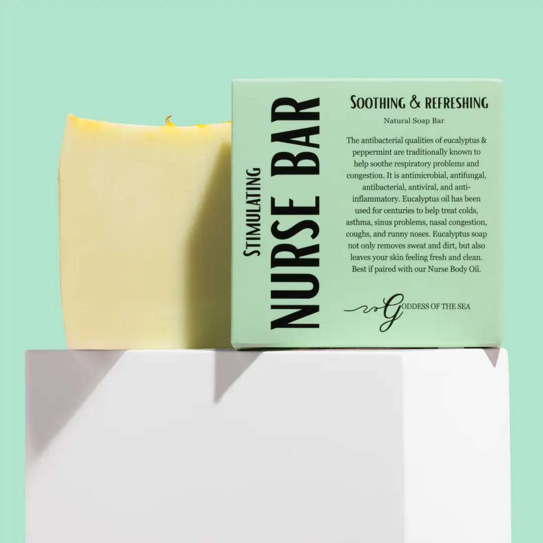Nurse Bar – Natural Sinus & Cold Relief Soap Bar for Women | Eucalyptus, Peppermint, Tea Tree & Shea Butter | Handmade Body Bar for Congestion, Allerg