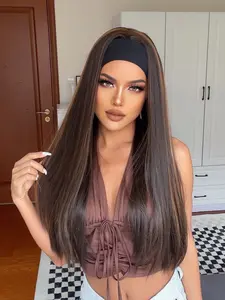 26 Inch Long Curly Wigs for Women, Gorgeous Fluffy Wigs with Headband, Heat Resistant Synthetic Wigs for Party, Daily Use