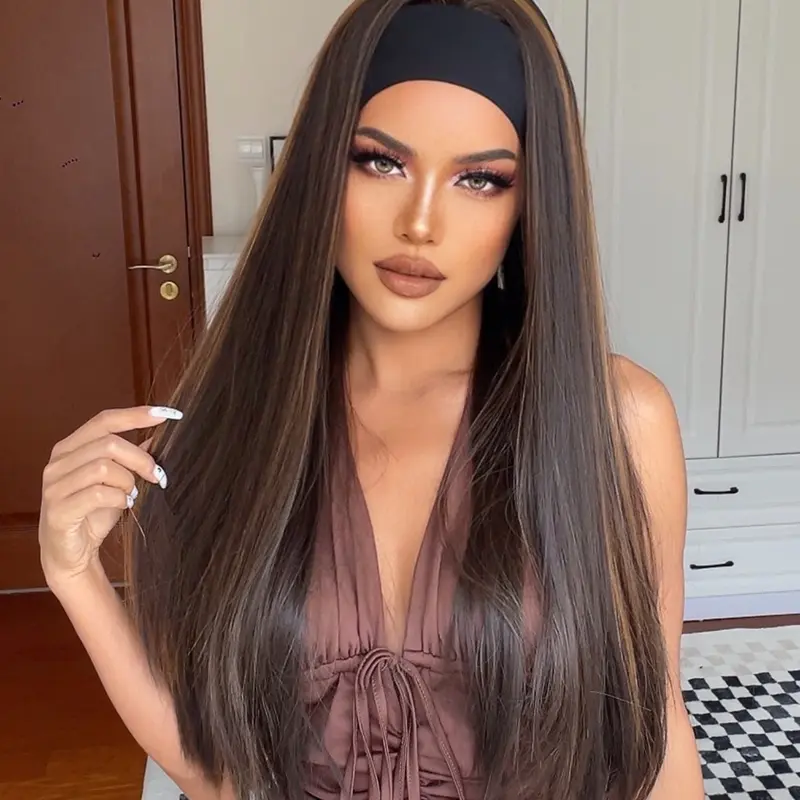 26 Inch Long Curly Wigs for Women, Gorgeous Fluffy Wigs with Headband, Heat Resistant Synthetic Wigs for Party, Daily Use, Heat Friendly Wig, Curled Synthetic Wig, Synthetic Hair