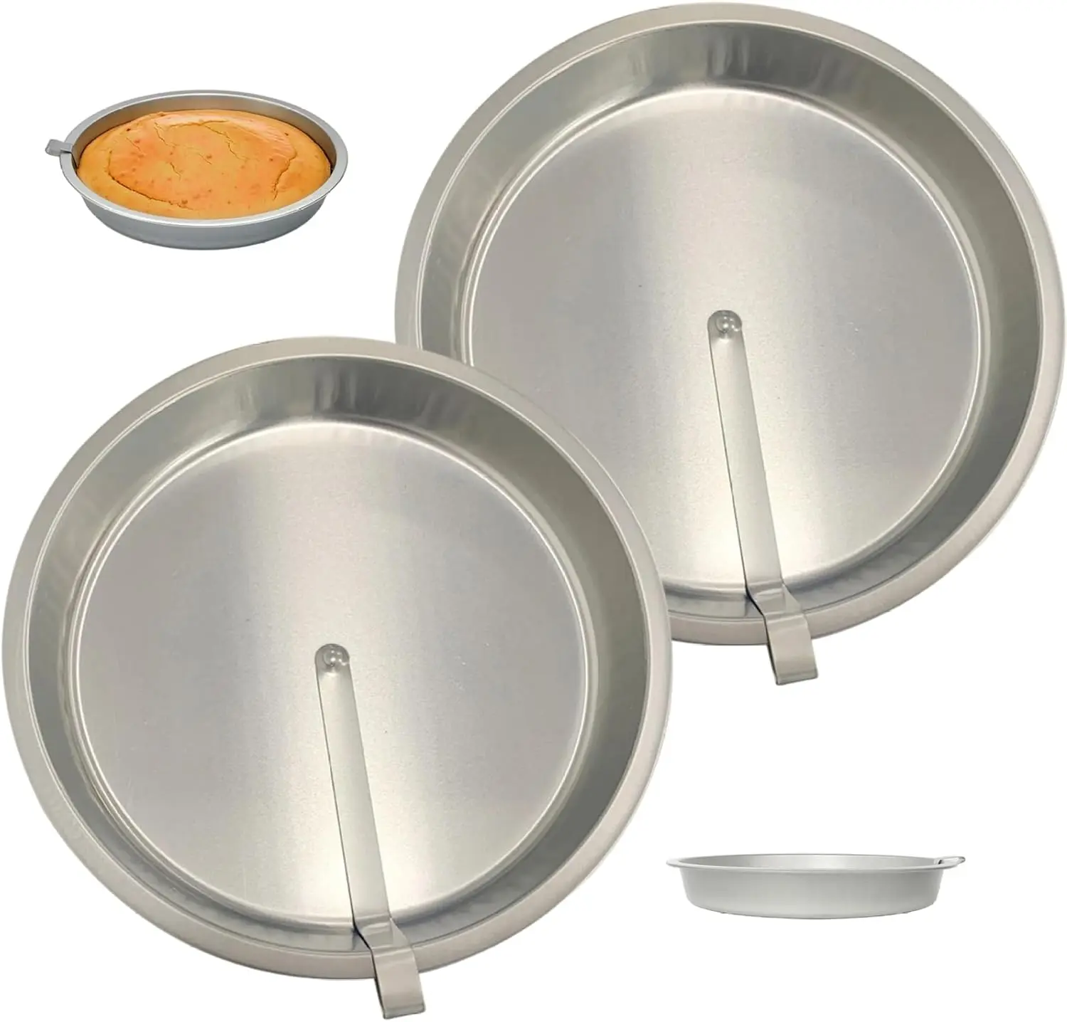 2PCS 10-Inch Tinplate Food Safe Metal Molding Oven-Ready Round Cake Tins with Built-in Swivel Blade & Removable Easy-Release Design, Food Safe Round Tins, Metal Mold Round Tins