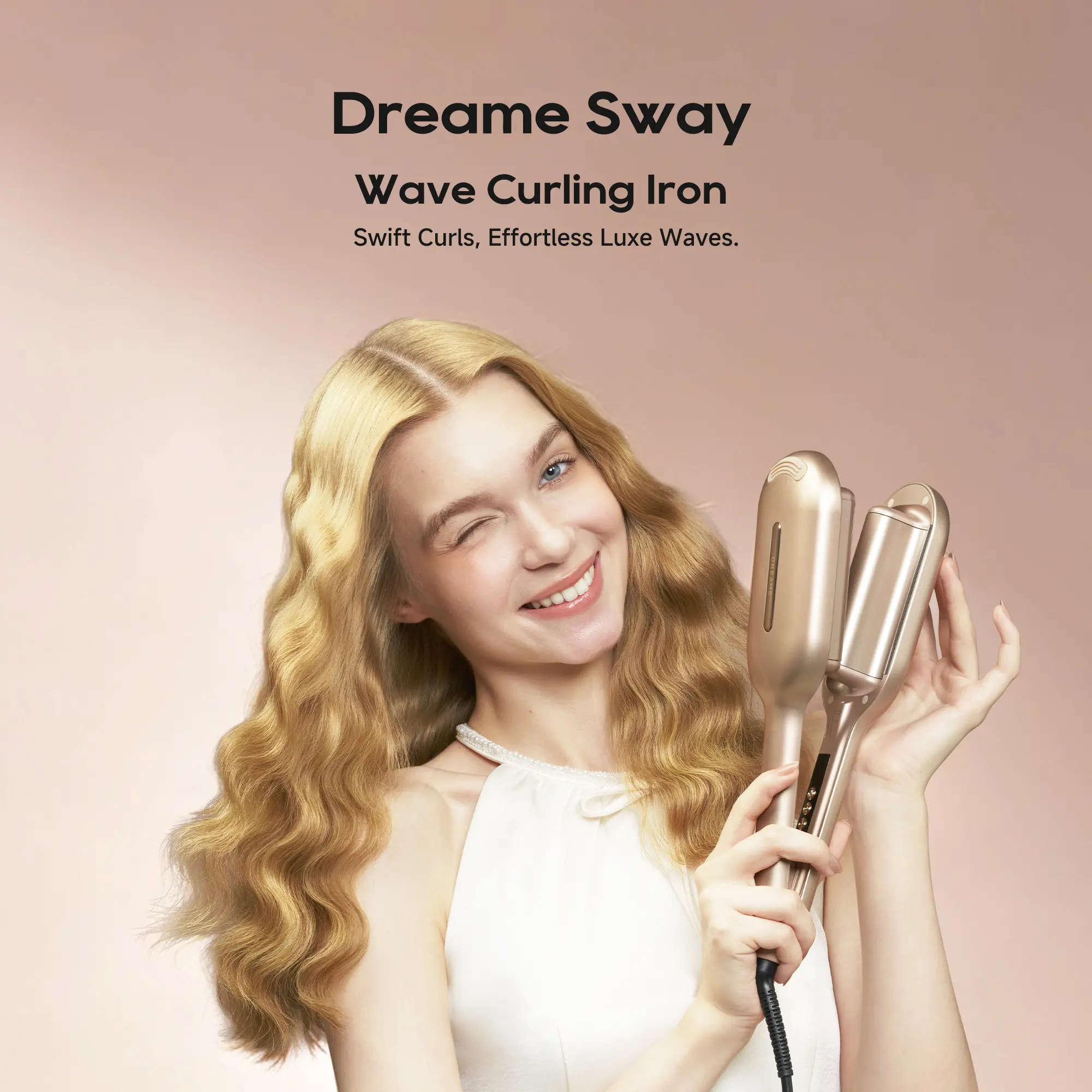 DREAME Sway Wave Triple Barrel Curling Iron, 1.25in/32mm, PTC Ceramic Heating Plates, NTC Smart Temp Control, 45M Negative Ions, Anti-Frizz Beach Wave Hair Curler for Home & Travel