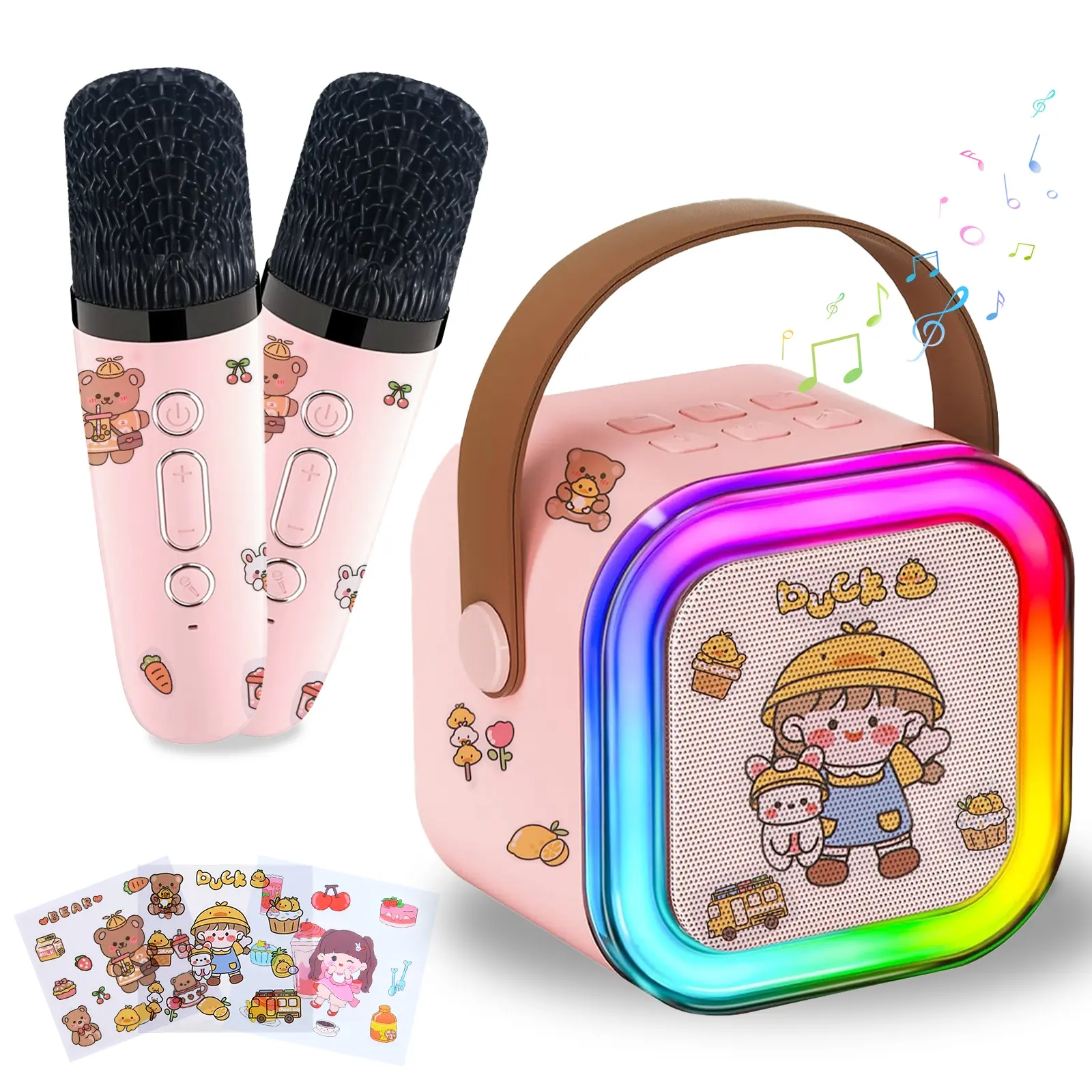 Mini Karaoke Machine for Kids Teens Adults, Children's Karaoke Machine with 1/2 Wireless Microphones and LED Light Toy, for Parties, Home Use, Christmas Birthday Gift for 4 5 6 7 8 9 10 11 12+ Year Old Girls Boys, Portable Karaoke Machine, Karaoke System