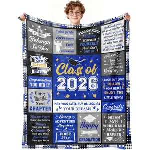 2026 Graduation Gift for Him, Class of 2026 Blanket 60"X50", High School College Masters Degree Phd Graduation Gift for Him Boys Men Son Boyfriend, Congratulations Graduates Party Decorations