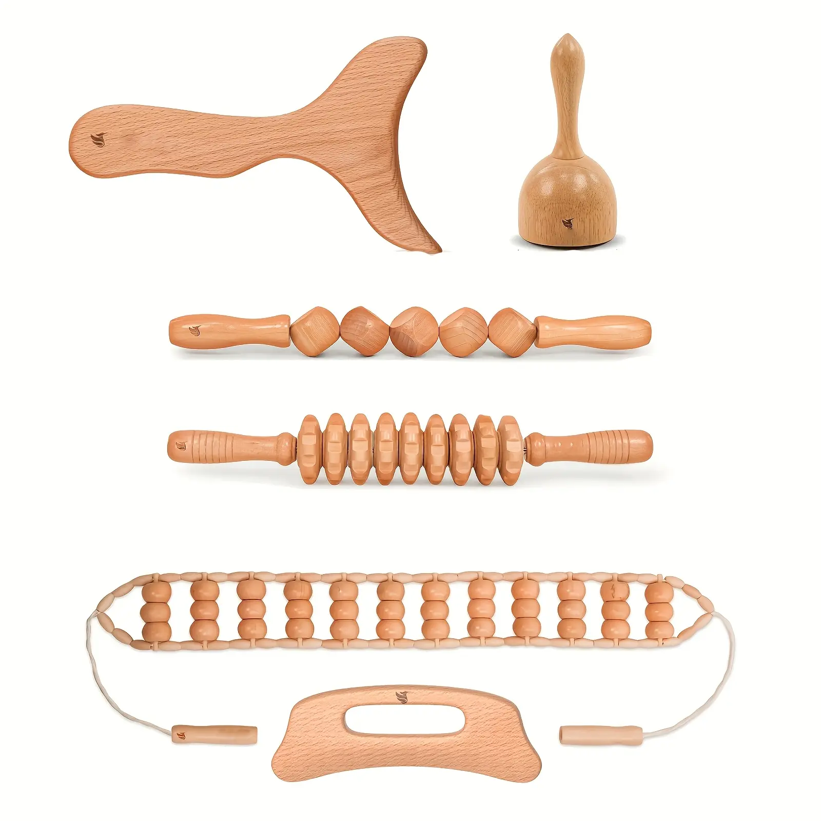 summerwins 6pcs Wood Body Care Multi-Tool Set - 6-In-1 Home Supplies Washboard, Scrub Tool for Muscle Relief, Relaxation Aid (6 Pieces Laundry Accessory), Six Pieces