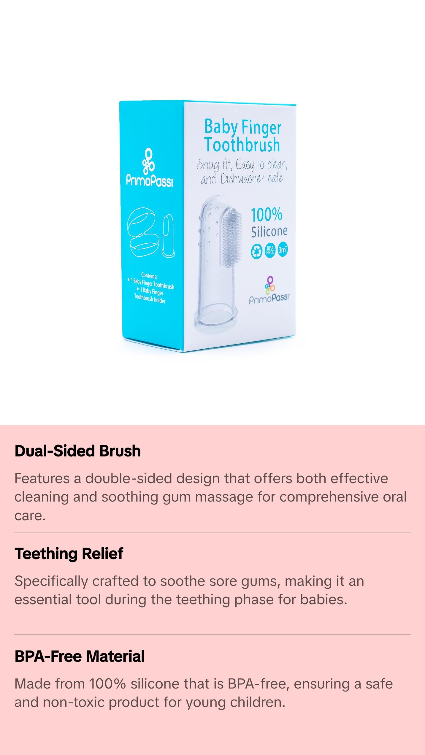 Primo Passi Finger Silicone Toothbrush with Case Holder for Comfortable Oral Care