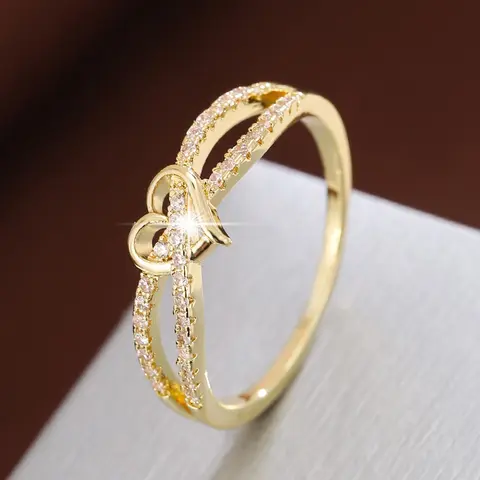 Elegant Minimalist Hollow Out & Heart Design Rhinestone Decorated Ring, elegant glittering ring, Princess Ring, Statement Ring, Beautiful Rings, Fashion Accessories for Women, Trendy Accessories for Party and Daily Life