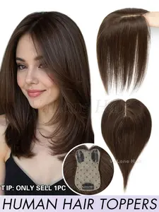 Hair Toppers For Women No Bangs Real Human Hair, Layered Hair Topper, 360° Hair Topper Upgrade Base Topper For Women Toppers Base With 3 Clips Toppers For Women With Thinning Hair Grey Hair Hair Loss Add Hair Volume
