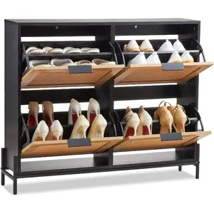 VEVOR Rattan Shoe Cabinet, 5 Tiers Shoe Storage Organizer with 2 Doors and Adjustable Shelves, 40.35 Tall Rattan Shoe Storage Entryway Cabinet Ideal for Entryway, Closet, Hallway, Light Wood ColorVEVOR Super Brand Day