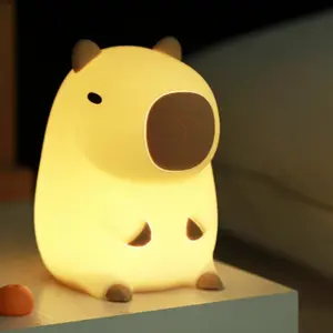 Cute Cartoon Capybara Night Light Silicone Animal Lamp USB Rechargeable Timing Dimming Sleep Night Lamp for Children'S Gifts