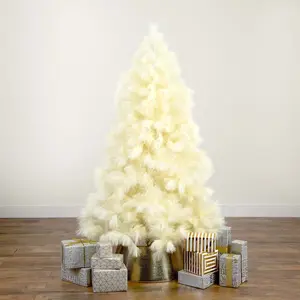 6 Foot Artificial Off-White Pampas Grass Christmas Tree - Unique Modern Holiday Decor, French Meadow Boho-Inspired Neutral Tree
