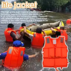 Orange Useful Adult Childen Foam Flotation Swimming Life Jacket ,Professional Adult Life Jacket, Large Buoyancy Portable Boat Safety Vest, Suitable for Fishing, Rafting, Water Sports, Weight Range 80-260 Lbs