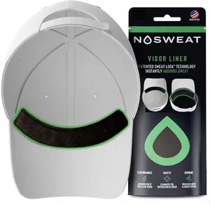 NoSweat Sweat-Proof Hat Liners – Prevent Sweat & Makeup Stains | 6 Pack | Black