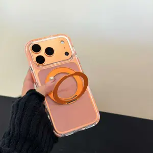 TPU Clear iPhone Case | 4-Layer Shockproof Protective Cover with Rotating Ring Stand, Anti-Yellow Drop-Proof Transparent Phone Case for iPhone 17/1615/14/13/12/11 Series