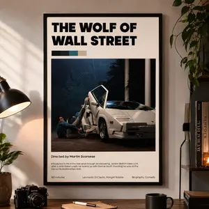 The Wolf of Wall Street Wall Art Poster |   Vintage Retro Movie Canvas Gift for Movie Fans