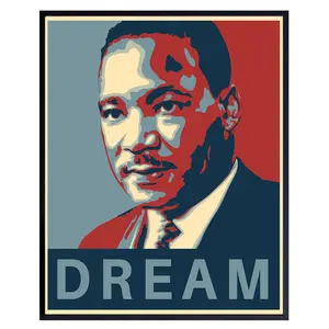 Martin Luther King Obama Wall Art - Dream Photo Poster - Unique Home Decor or Gift - MLK, Black History Month, African American, Civil Rights, Pride, Teacher, Classroom - Unframed Picture Print
