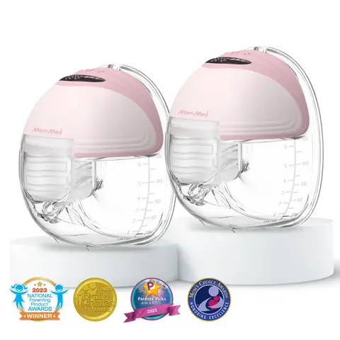 MomMed S21 Wearable Hands-Free Breast Pump - Full-In-Bra Portable Electric Nursing Pump with Strong Suction, Low Noise, LED Display, 3 Modes, 12 Levels, Feeding Support Gift Idea