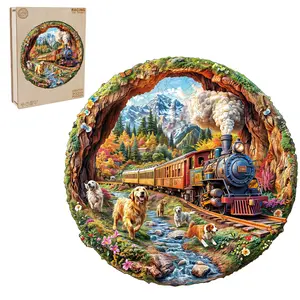 Racing The Train-1 Wooden Jigsaw Puzzle for Adults and Kids Unique Shape Animal Wood Puzzles Challenging Puzzle, Family Game Creative Gifts，Laser-Cut Durable HDF Wood Puzzle