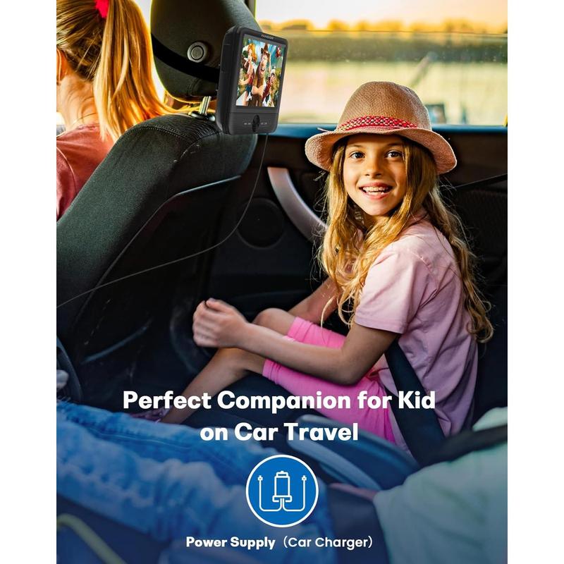 7.5 Inch Dual Portable DVD Player for ,  DVD Player Dual Screen Play a Same or Two Different Movies with Headrest Strap, Support Last Memory, AV Out/in, USB/SD Card, All Regions