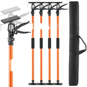 Four-Piece Adjustable Cabinet Jack Support Pole Set, Telescopic Extendable Rods Range 45.7 To 114.2 Inches, Quick Locking Mechanism, Heavy Duty Steel Construction, Versatile For Kitchen Cabinet Installation