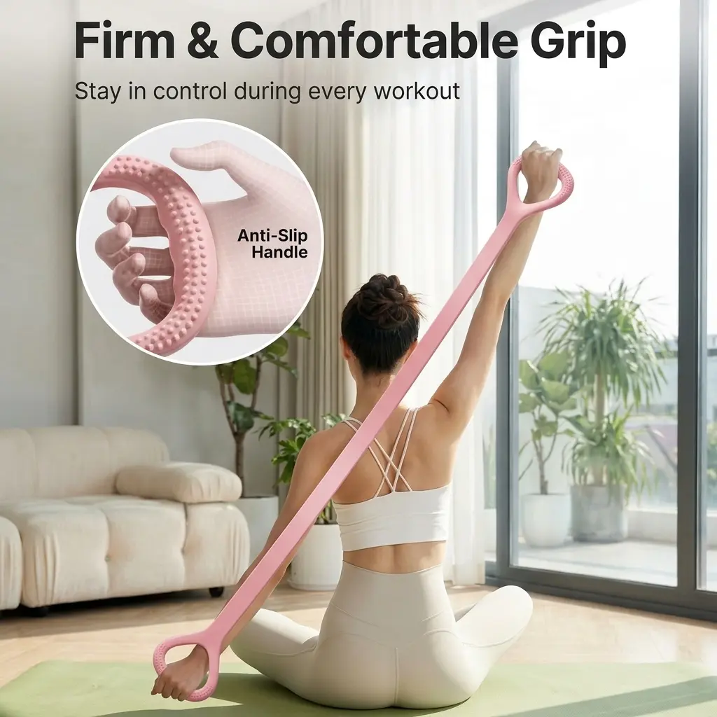 Figure 8 Stretch Rubber Elastic Strap - Soft TPE Pull Band with Easy Grip Handles, Lightweight Compact Washable Portable Travel Bag Friendly Stretching Accessory for Home, Office, Stretching Aid