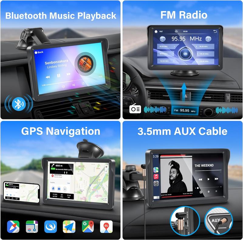 Portable Wireless Apple Carplay & Android Auto Car Stereo with Voice Control,7 Inch Touch Screen Double Din Stereo with Bluetooth, Multimedia Player, Car Audio with Mirror Link/AUX/FM Portable Wireless Apple Carplay & Android Auto Car Stereo with Voice Control,7 Inch Touch Screen Double Din Stereo with Bluetooth, Multimedia Player, Car Audio with Mirror Link/AUX/FM