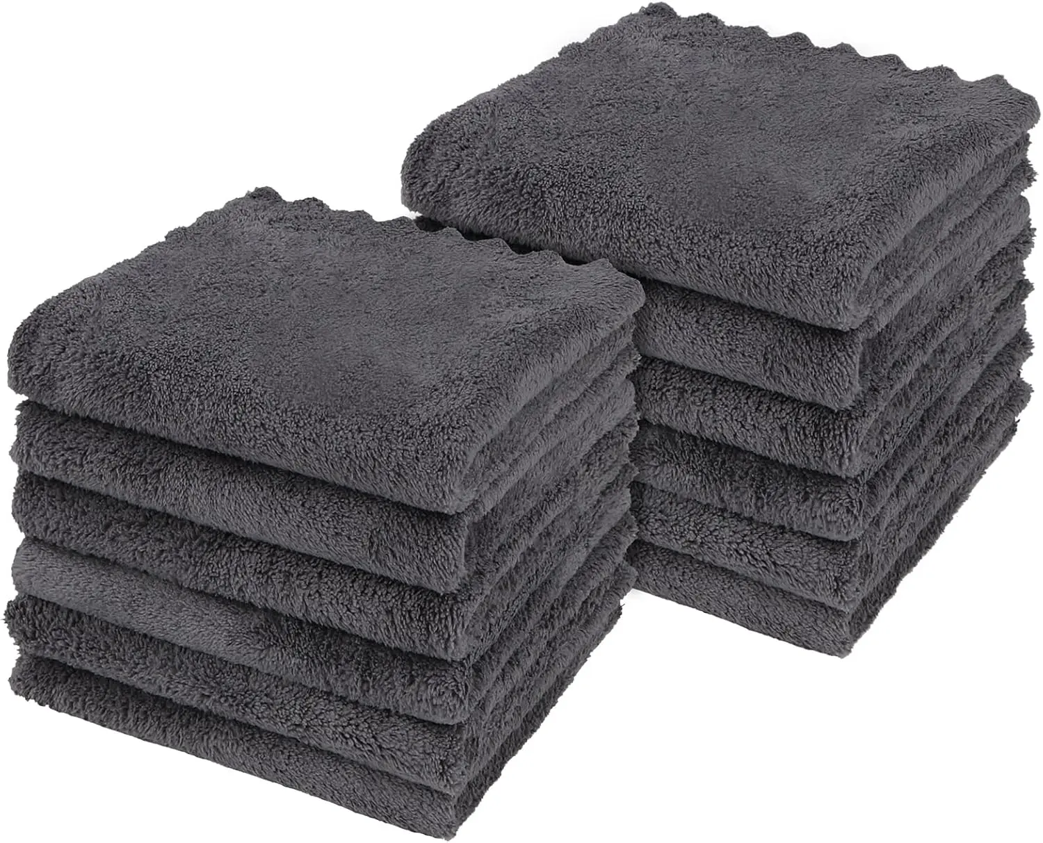 Ultra Soft Washcloths 12 Pack, Premium Microfiber Towel Sets 12x12 inches, Absorbent and Quick Drying Coral Velvet Washcloth, Multi-Purpose Wash Cloths for Bathroom, Hotel, and Gym (Grey)