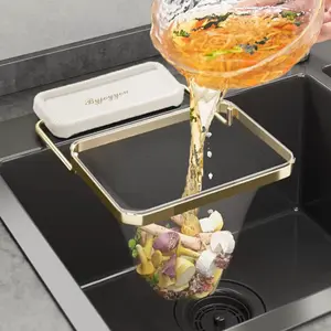 Kitchen Sink Basket Strainer, Foldable Food Catcher for Kitchen, Sink with 100pcs Mesh Bags - Sink Net Strainer Corner Sink Strainer Basket Garbage Disposal Strainer Side Disposable Sink Filter Mesh Bag