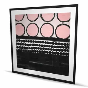 212 MAIN Minimalist Abstract Matted Framed Print - 48x48 in. Pink Circle Cluster White Frame, Artistic Wall Decor for Bedroom, Home Supplies & Decoration