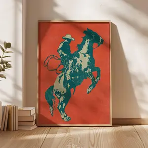 Vintage Cowboy Cowgirl Poster, Retro Art Print, Home Wall Decor, Gift for Friend