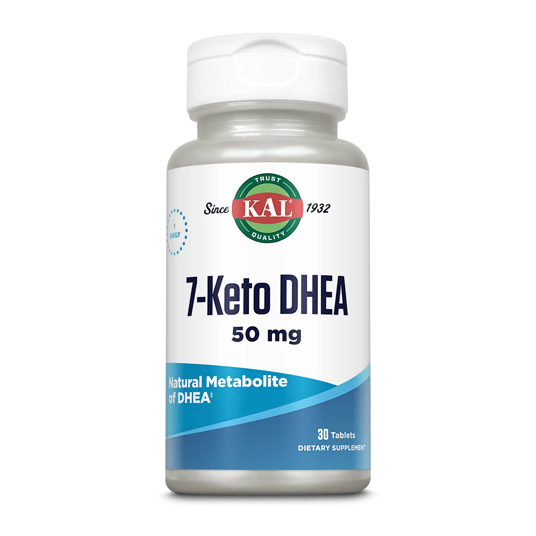 KAL 7-Keto DHEA Tablets 50mg - Natural Metabolite Dietary Supplement for Health and Wellness Springtok Healthcare Edible Vitamin Fitness