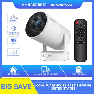 [US warehouse] Magcubic HY300Ultra Portable Projector Electronic Focus 0.8:1 Short Throw Ratio 4K Videosource Supported  Native 1280 * 720P 300ANSI Built-in HIFI Speaker Dual Band WIFI6 Android 11 BT5.4 180°Flexible Rotating Smart Mini Home Theater Cinema