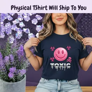 Toxic Smiley Face T-Shirt | Pink Y2K Graphic Tee | Cyberpunk Statement Shirt