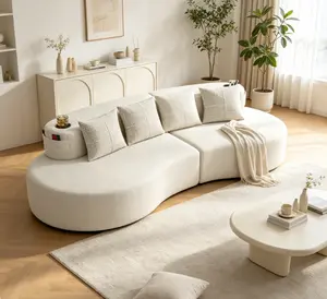 3-Seat Modern Curved Half-Moon Modular Sectional Sofa - Minimalist, Elegant Compressed Indoor Living Room Furniture Couch