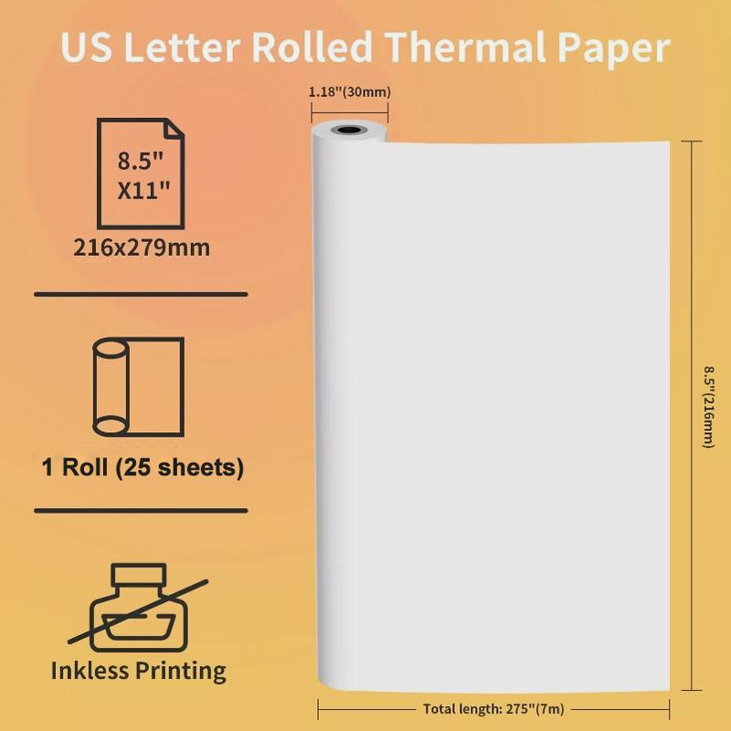 2-20 Rolls US Letter Size Thermal Printer Paper 8.5''X11'' Quick-Dry Thermal Paper - Suitable for Various Applications