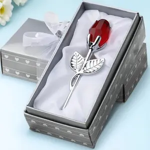 Eternal Rose Handcrafted Cut Glass Decor - Lead-Free Shatter-Resistant Base, Rose Flower Design Valentine's & Christmas Limited Edition Gift Set, Multi-Occasion Table Decor for Home, Wedding, Romantic Present for Wife/Girlfriend