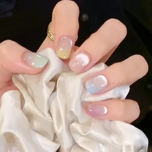 Short Square Fake Nail, 30pcs Colorful Press on Nails, Stick on Nails with Nail File & Tape, Removable Artificial Full Cover False Nails for Women Girls DIY Manicure