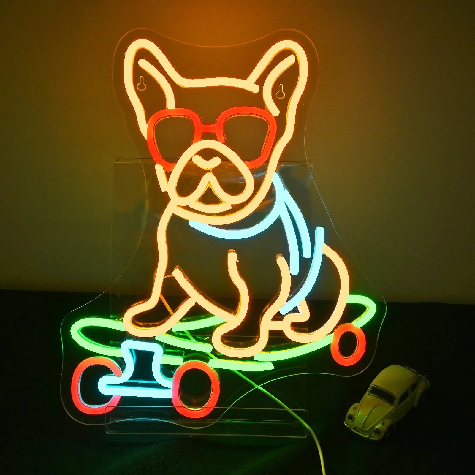 Skateboard Dog Design Neon Light, USB Plug Powered LED Neon Light, Furniture Lighting Decoration Light for Pet Shop, Game Room, Bar, Club, Studio