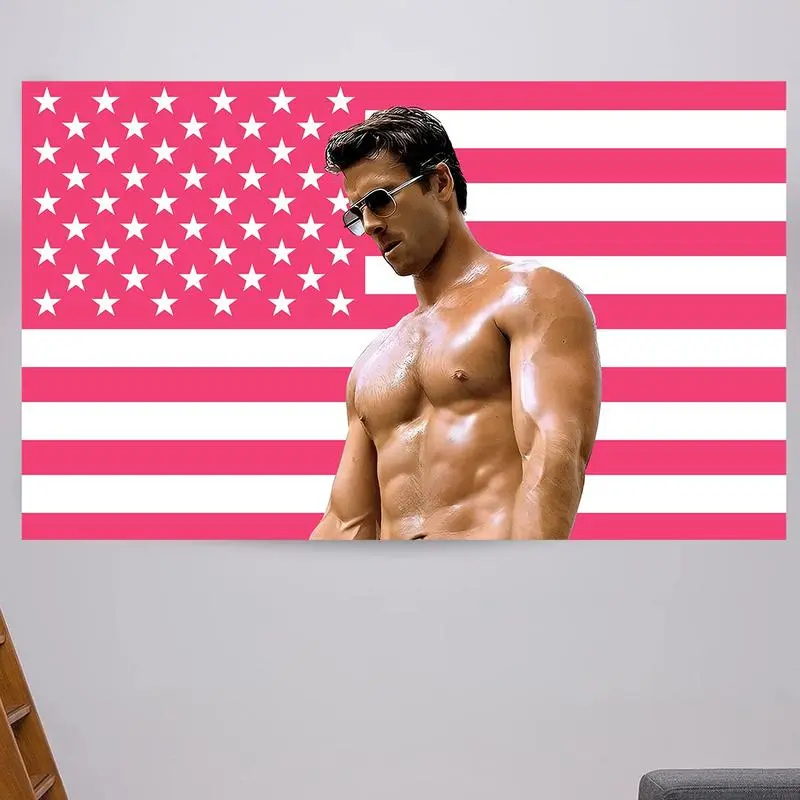 Glen Powell Pink Wall Tapestry American Flag -3x5ft Glen Powell USA Cowboy Twisters Movie USFlag, , Not My FirstTornado 3x5ft USA Flag,i Love Glen Powell and His CuteDog Fan Gift Tapestries