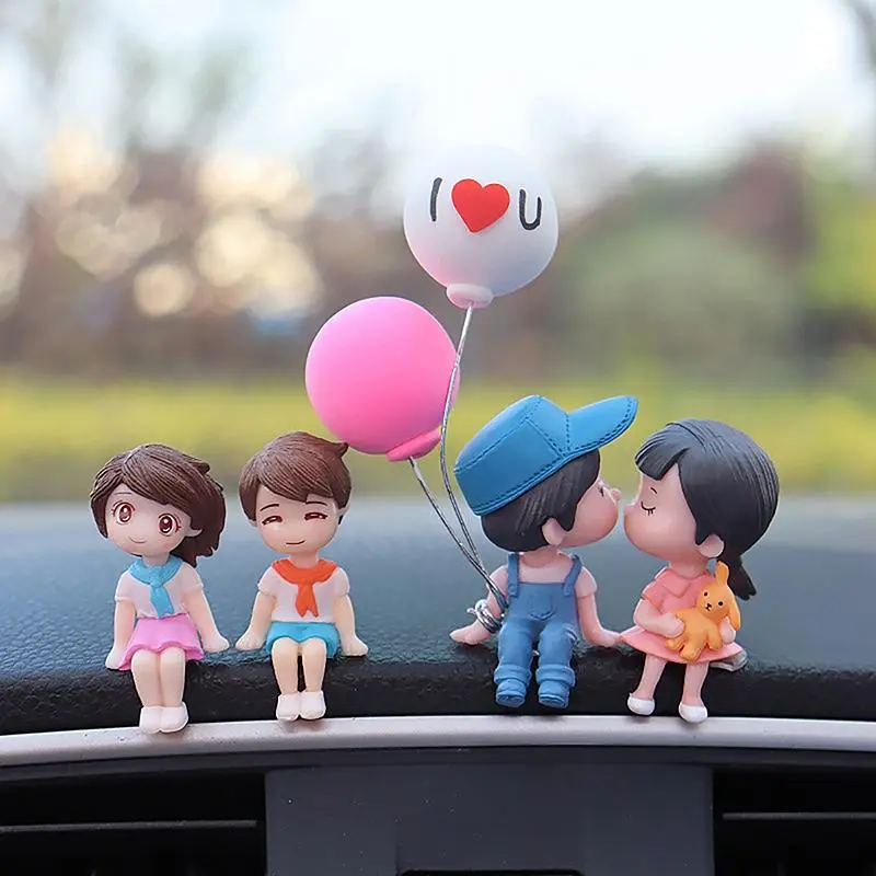 Car Accessories Cartoon Couple Movable Doll Balloon Ornaments Car Cute Kissing Couple Doll Car Decoration Balloon Ornaments