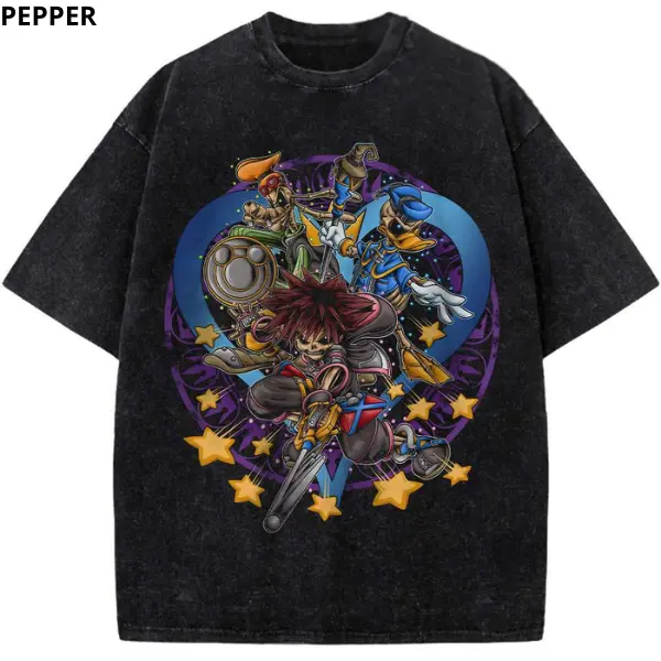 Kingdom Hearts Shirt, Game Shirt, Vintage T-Shirt - Vintage Graphic Tee – Menswear & Womenswear – Streetwear Tops – Casual Cotton Crewneck Shortsleeve T-shirt