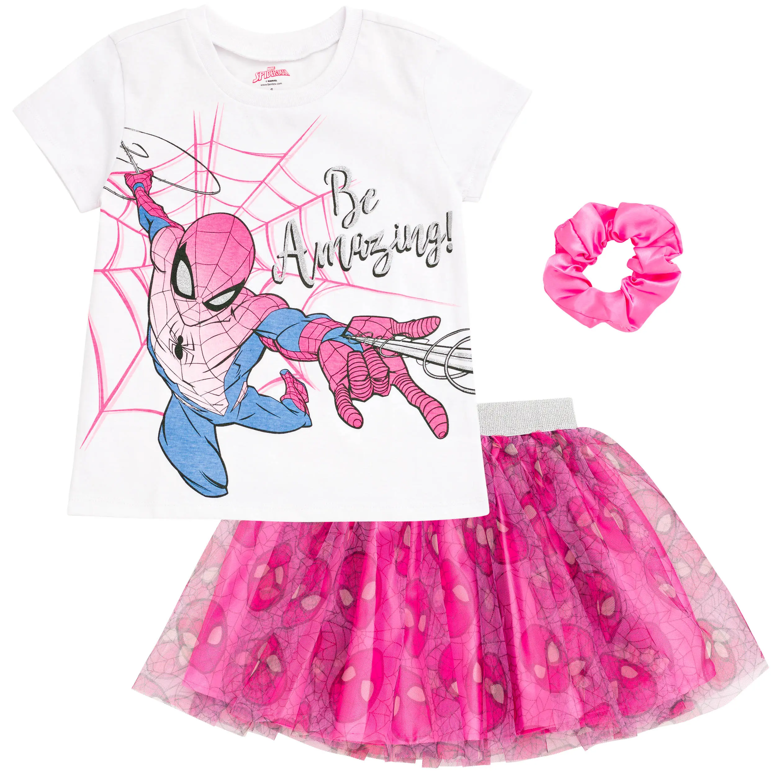 Marvel Spider-Man Girls' 2-Piece Graphic Print Fashion Dress Up Costume Set, Girlclothes T-Shirt & Tutu Skirt for Toddler to Big Kid, Costumes