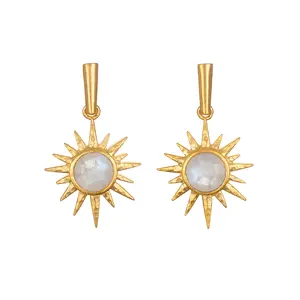 Satya Jewelry North Star Moonstone Starburst Earrings