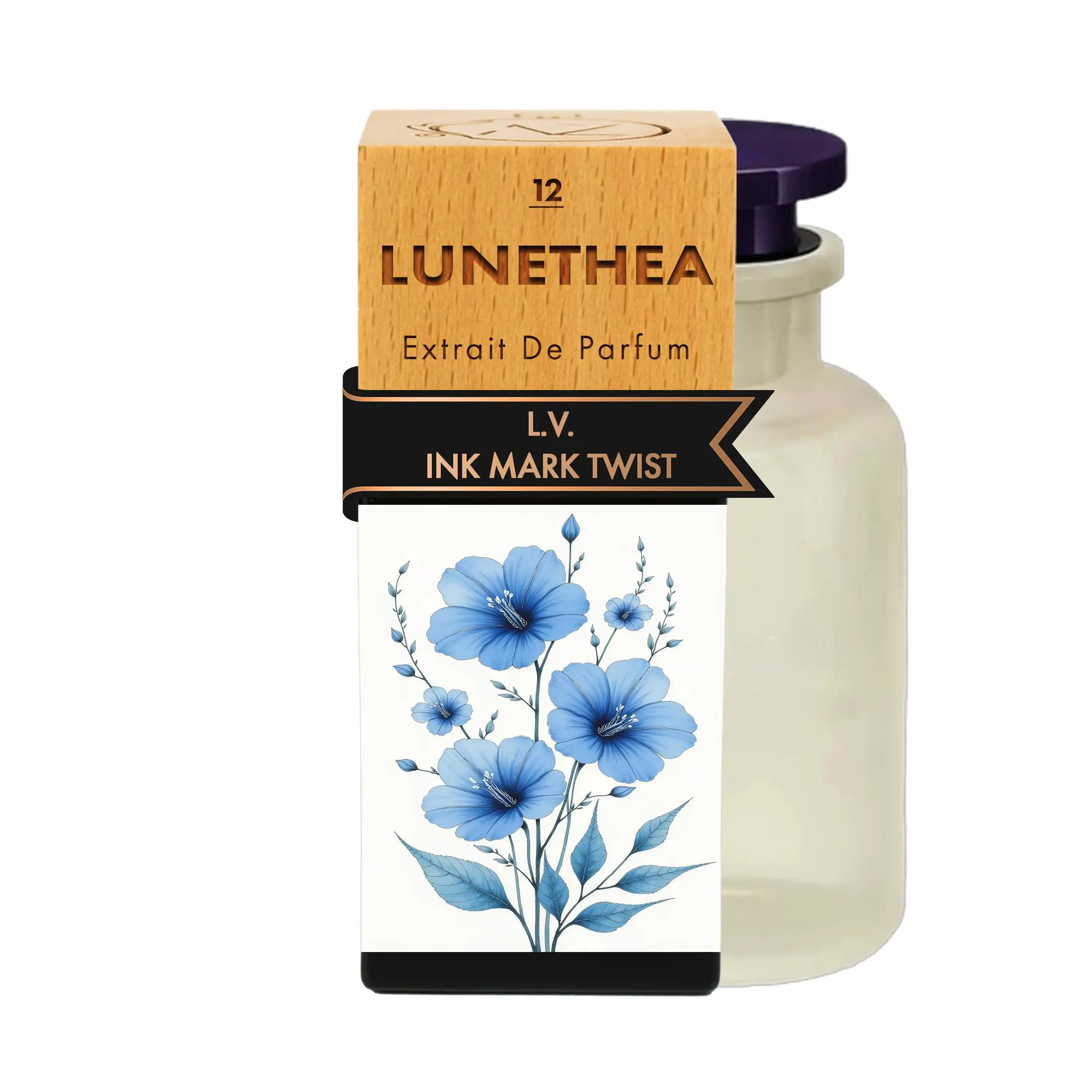 Lunethea N°12 | Unisex | Az | Extrait De Parfum | Unique Ink Accord, Sandalwood, White Incense or Sage, Creamy Sandalwood, Smoky Incense, elegant Rose, Warm Amber, White Musk, and deep Woody Notes.
