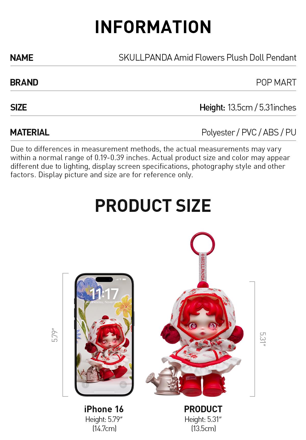 POP MART SKULLPANDA Amid Flowers Plush Doll Pendant