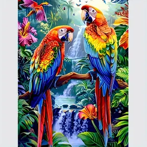5D Diamond Painting Art Set, Parrot Design, Crafted by Hand, Circular, Acrylic Artwork, Ideal for Home And Office Decor, Perfect for Family And Friends, Wall Art, Holiday Decoration, Diamond Painting Kit