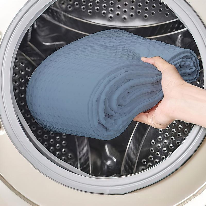 Color Gradient Waffle Shower Curtain, 10 Colors Available, Quick No-Hook Installation, Double Layer with Inner Liner, Stylish Bathroom Decor for Home, Hotel, Salon, Dorm, Bathroom Accessory