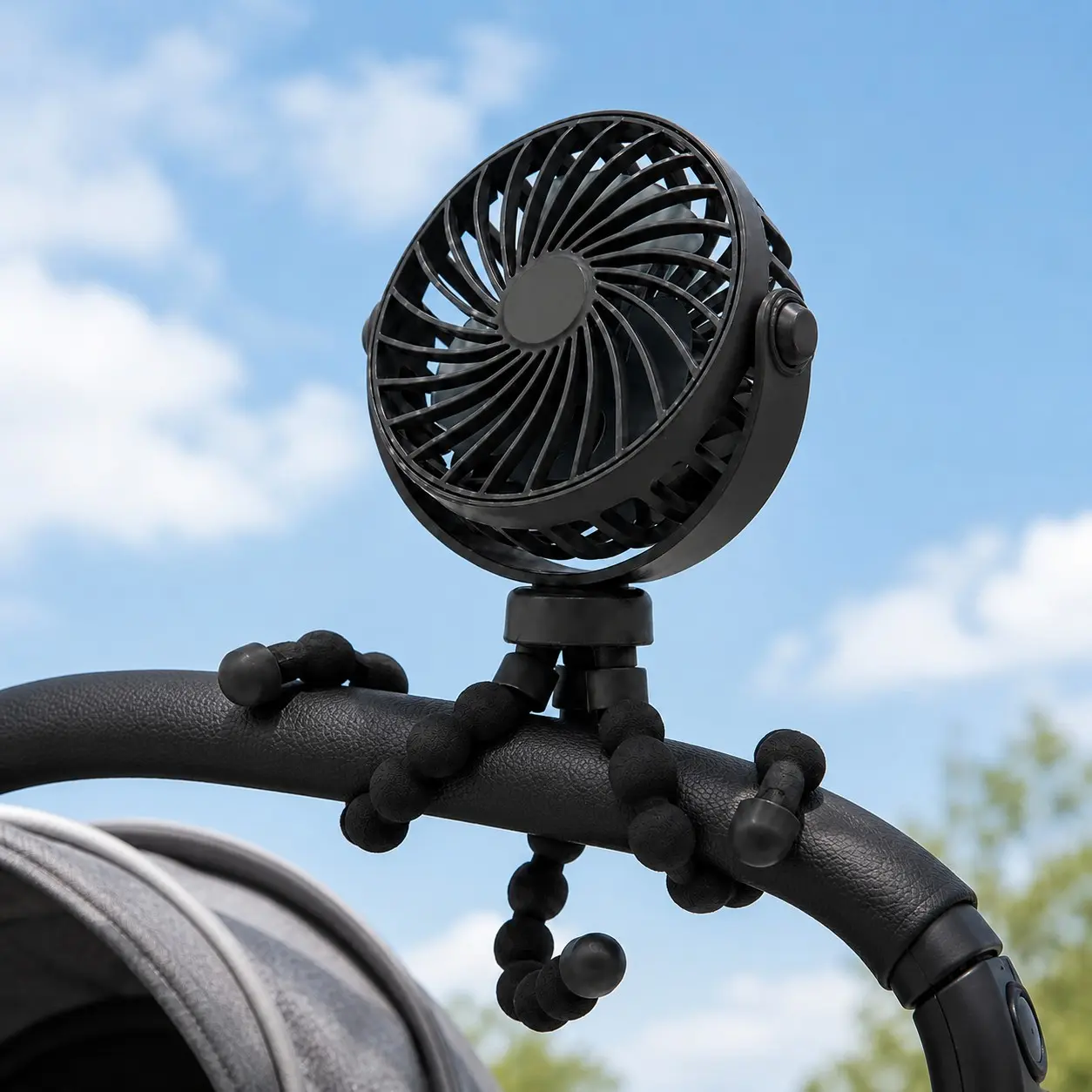 Mini Portable Stroller Fan, Battery Operated Clip on, Detachable 3 Speed Rechargeable, Speed Adjustable Fan, 360° Rotate Flexible Tripod Cooling for Car Seat Crib Treadmill Travel, Cordless Rechargeable Fan, Portable Fans Rechargeable, USB Fan