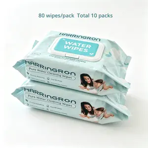 Unscented Water Wipes for Babies(6"×7.5"), Alcohol-Free & Fragrance-Free for Full-Body Cleaning,80 Sheets Each for Home & Travel(10 Packs)