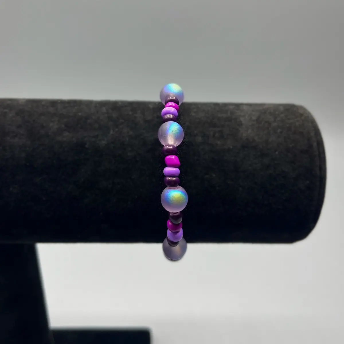 Purple Duo Chrome Glass Stretchy Bracelet